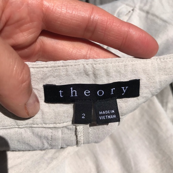 🐚 THEORY OATMEAL BUTTON PANTS! - Picture 8 of 9